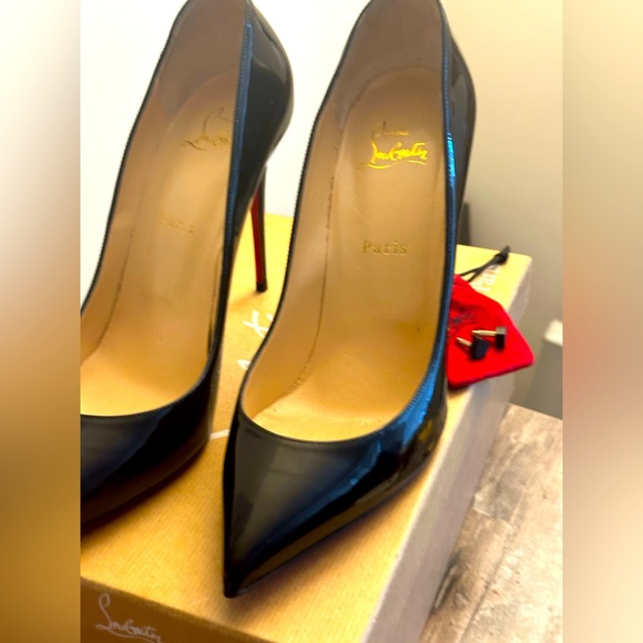 CHRISTIAN LOUBOUTIN  PIGALLE FOLLIES 100 PATENT BLACK SIZE 40.5 - Picture 2 of 9
